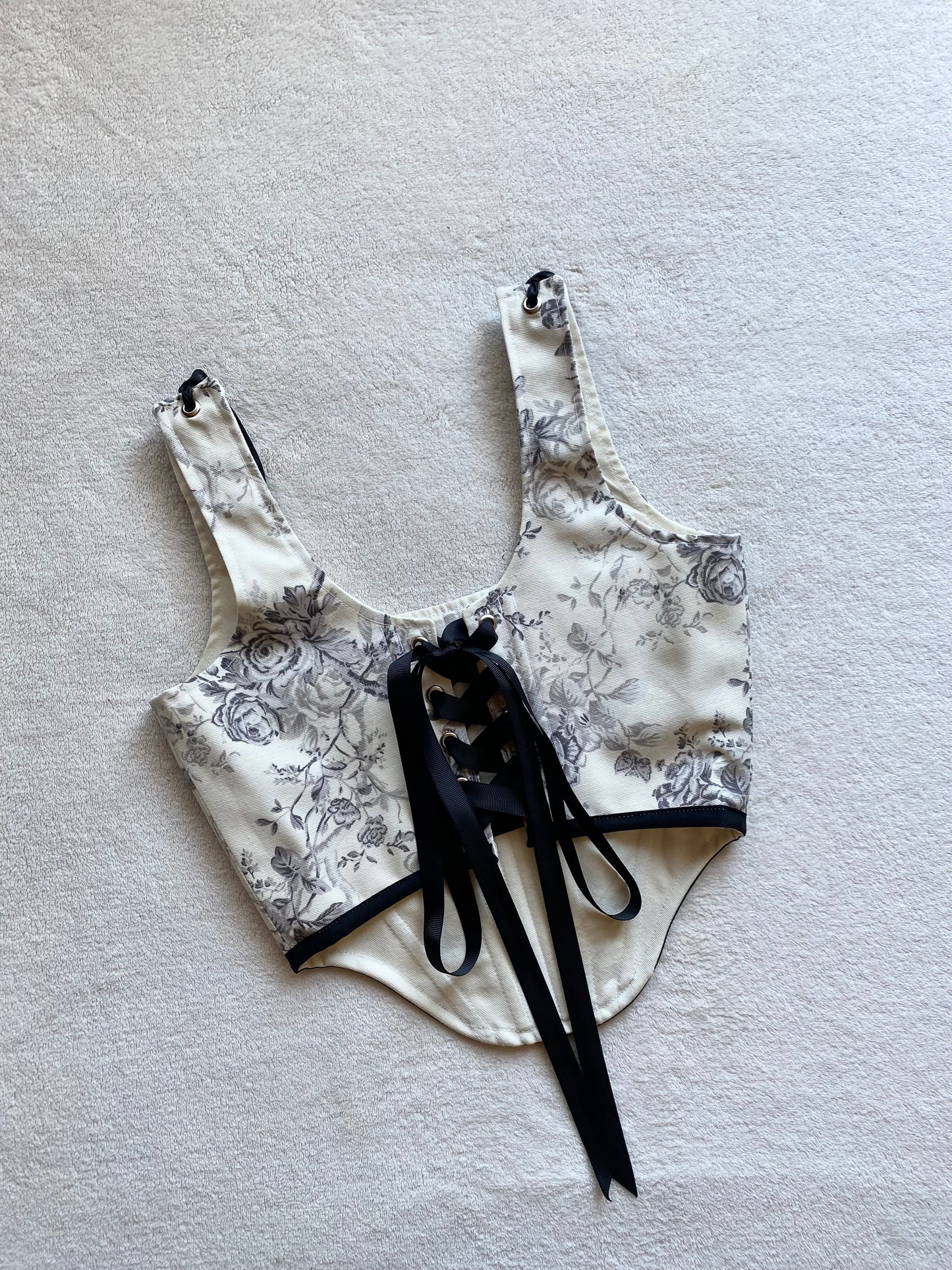 Corset Jade Flores Negras (pre order)