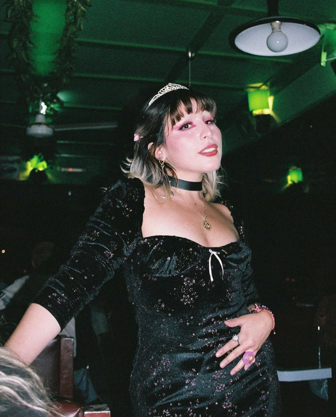 Vestido Fairy Manga Larga Negro Flores Rosa (pre order)