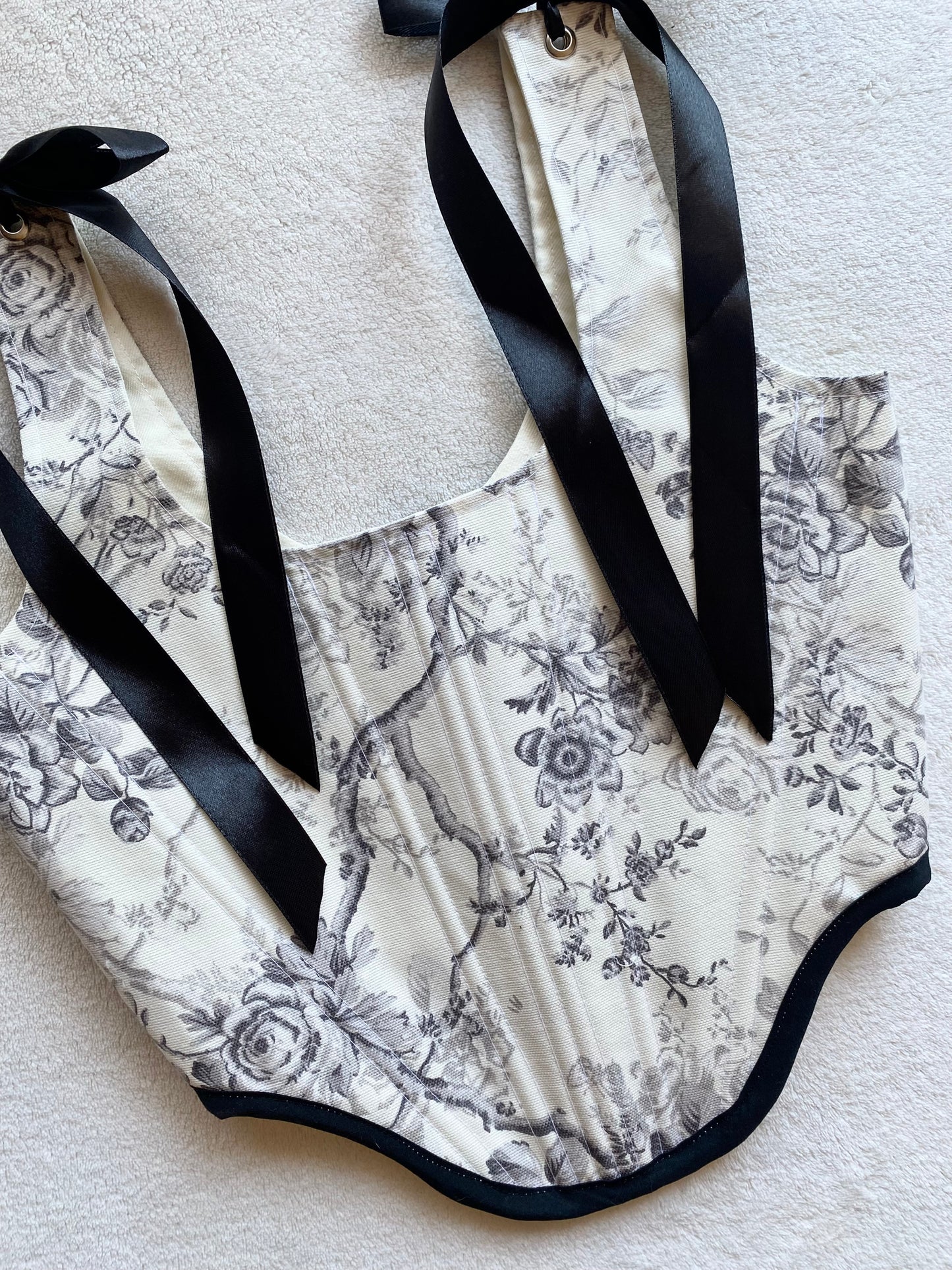 Corset Jade Flores Negras (pre order)