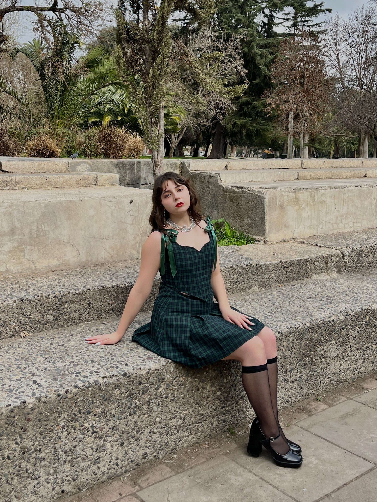 Falda Azumi Cuadrillé Verde (pre order)