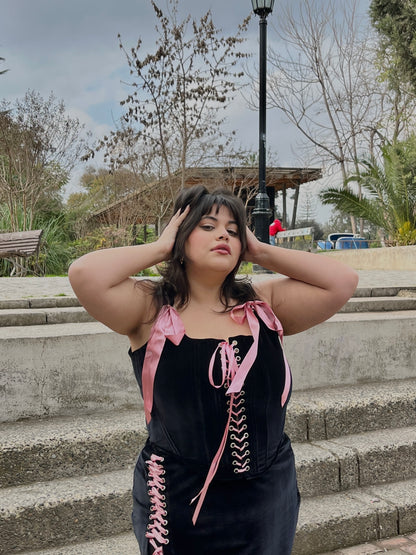 Corset Emily Terciopelo Negro (pre order)