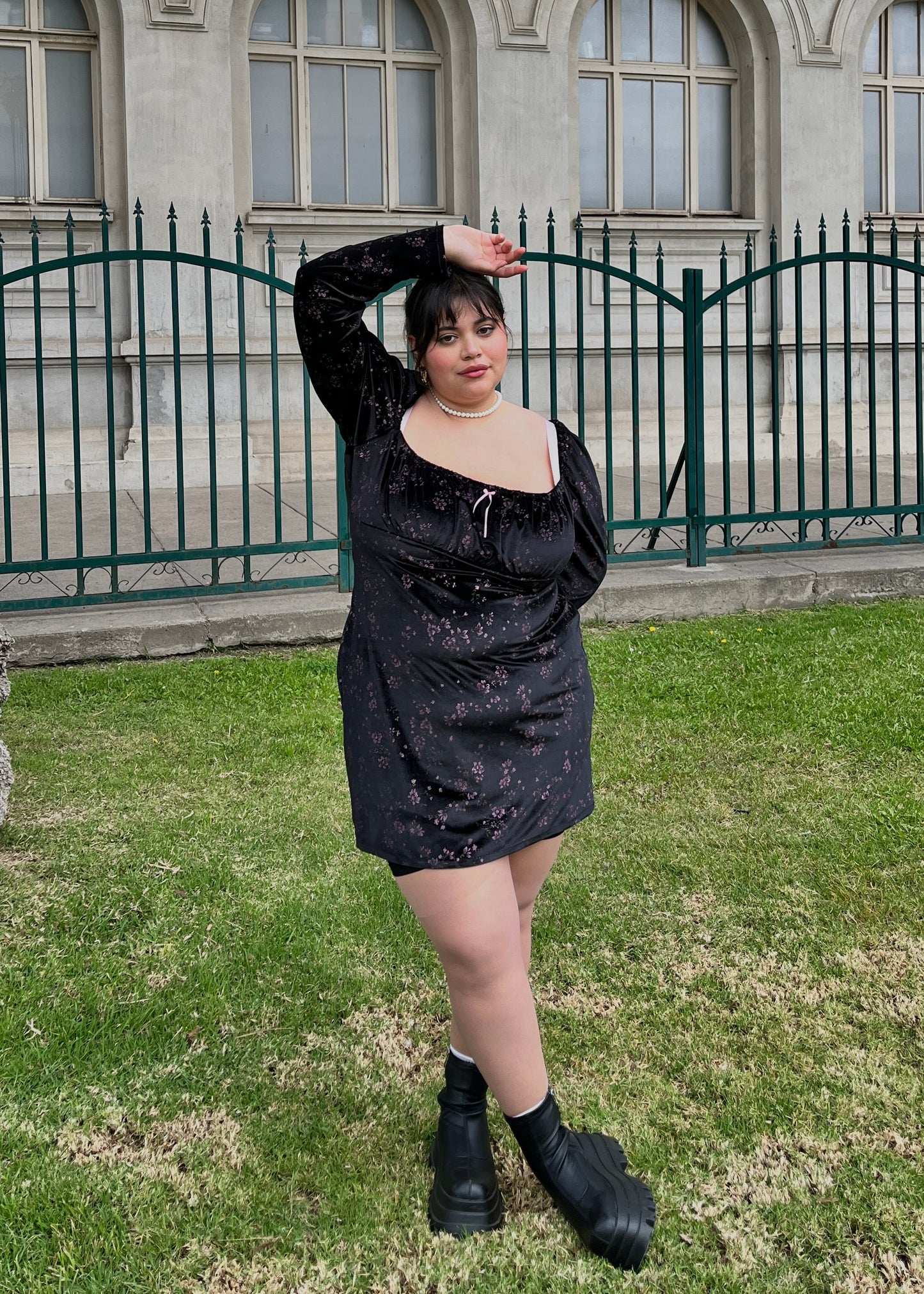 Vestido Merlina Manga Larga Negro Brillos (pre order)