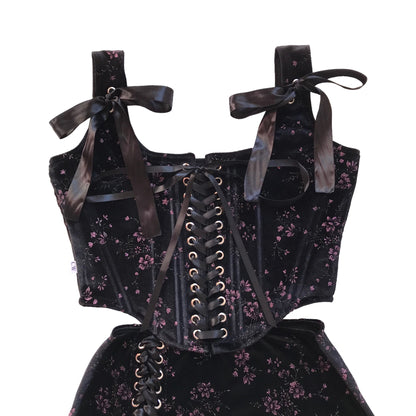 Conjunto Twice Negro Flores Brillos (pre order)