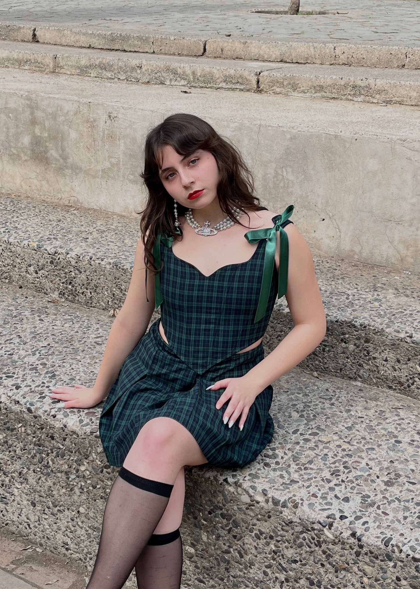 Corset Azumi Cuadrillé Verde (pre order)