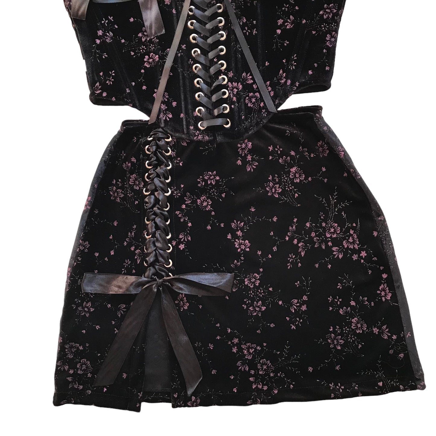 Conjunto Twice Negro Flores Brillos (pre order)