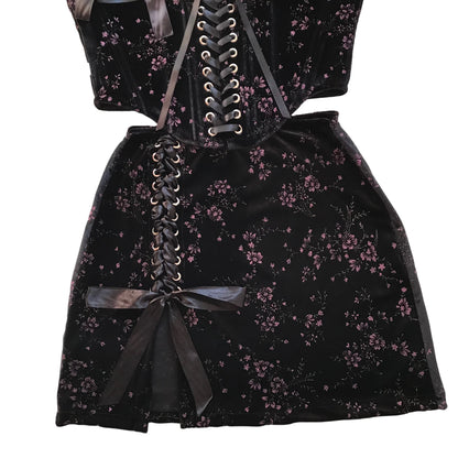 Conjunto Twice Negro Flores Brillos (pre order)