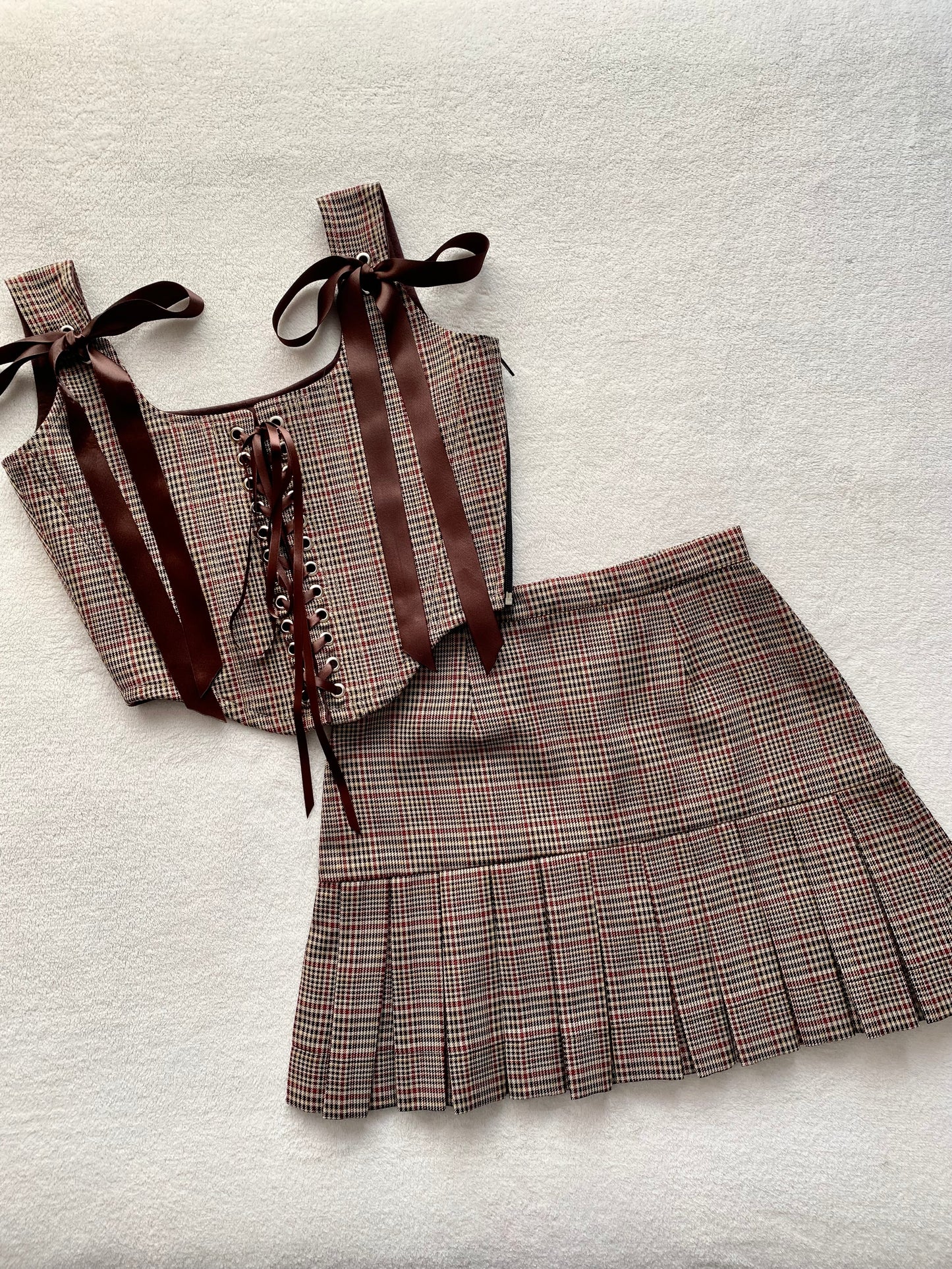 Conjunto Charlotte Cuadrille Café (pre order)