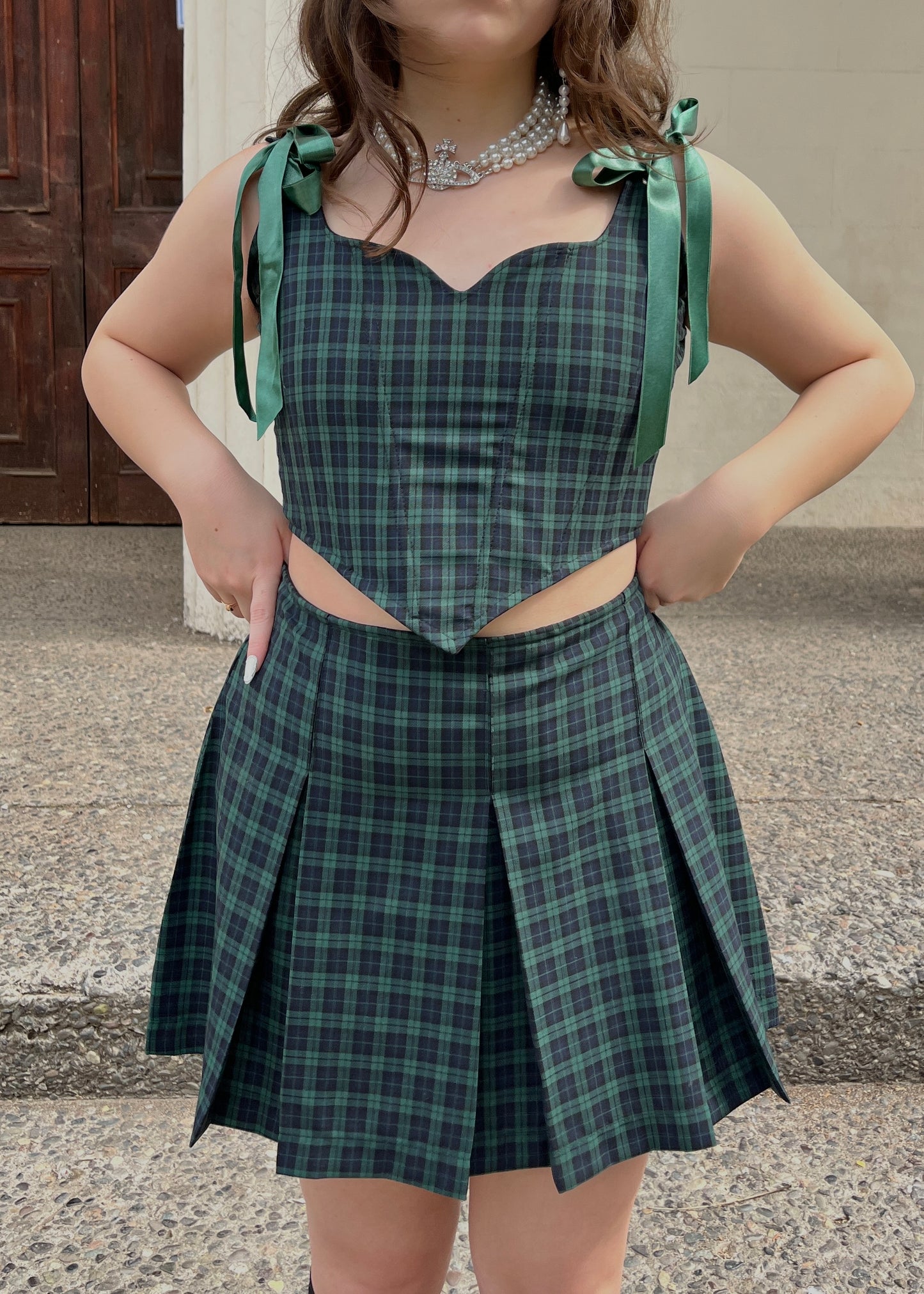 Falda Azumi Cuadrillé Verde (pre order)